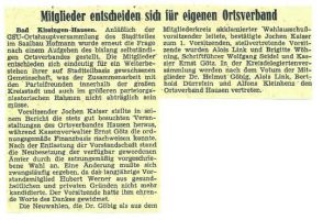 1973 Saale Zeitung Beibehaltung OV Hausen
