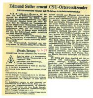 1977 Saale Zeitung Seller Vorsitzender